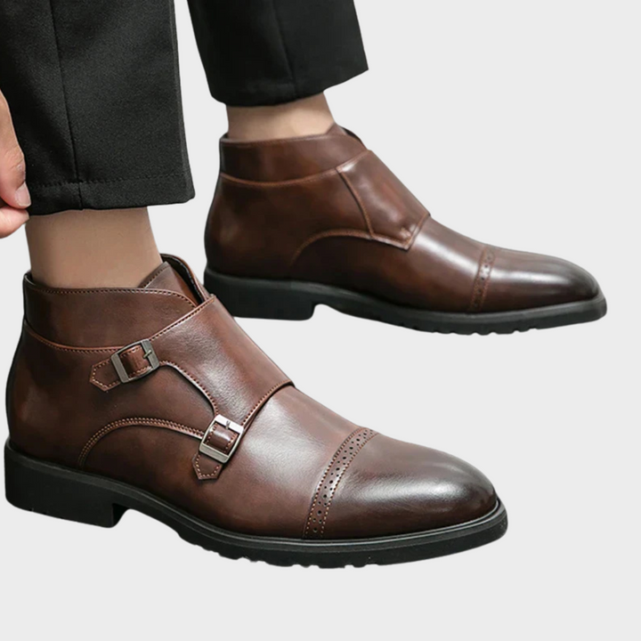 Parker | Double Buckle Synthetic Leather Boots
